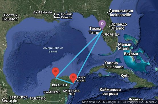 Маршрут на круиз 5 дни САЩ, Мексико - RD05W750