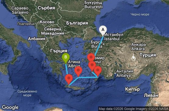 Маршрут на круиз 7 дни Турция, Гърция - RH07M884
