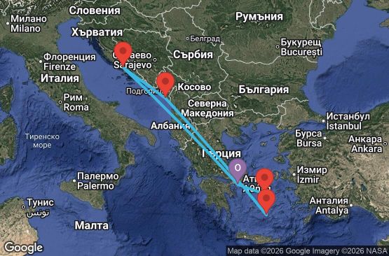 Маршрут на круиз 7 дни Гърция, Хърватия, Черна гора - IN07M850