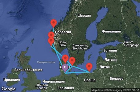 Маршрут на круиз 12 дни Германия, Норвегия, Дания, Полша - MSN265152SEE