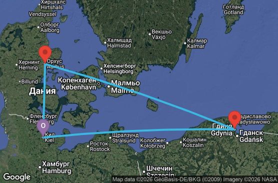 Маршрут на круиз 5 дни Германия, Полша, Дания - MSN2652SEE