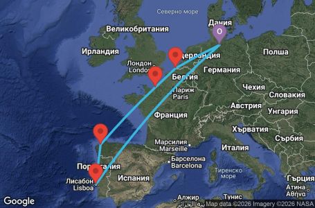 Маршрут на круиз 11 дни Германия, Португалия, Испания, Франция, Белгия - MSN2659SEE