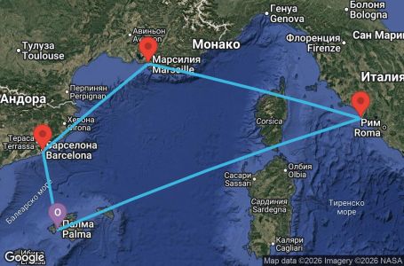 Маршрут на круиз 7 дни Испания, Италия, Франция - MSN278283SEE