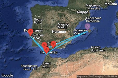 Маршрут на круиз 9 дни Испания, Португалия, Мароко - MSN278889SEE