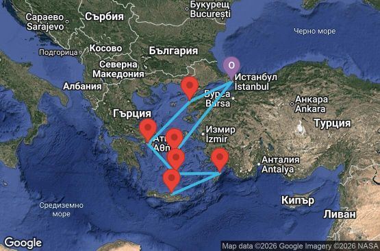 Маршрут на круиз 7 дни Турция, Гърция - IST07A29