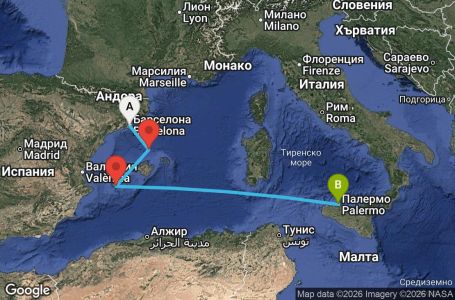 Маршрут на круиз 3 дни Испания, Италия - BCN03A54