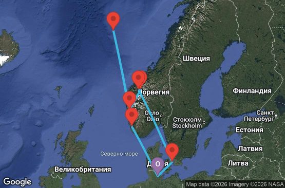 Маршрут на круиз 7 дни Германия, Дания, Норвегия - KEL07A36
