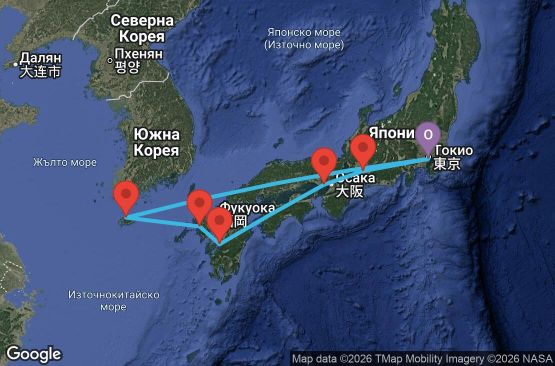 Маршрут на круиз 9 дни Япония, Южна Корея - UZZW