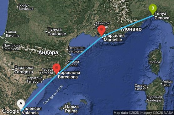Маршрут на круиз 3 дни Испания, Франция, Италия - UYOM