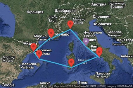 Маршрут на круиз 7 дни Италия, Франция, Испания - CIV07ACV