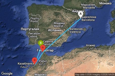 Маршрут на круиз 4 дни Испания, Мароко - BCN04A58