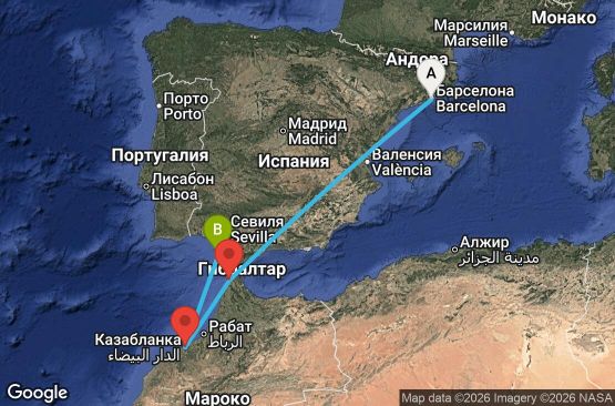 Маршрут на круиз 4 дни Испания, Мароко - BCN04A58