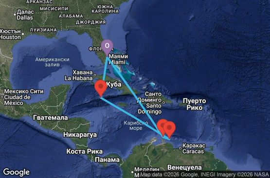 Маршрут на круиз 8 дни САЩ, Нидерландски Антили, Каймановите острови - SI08D163