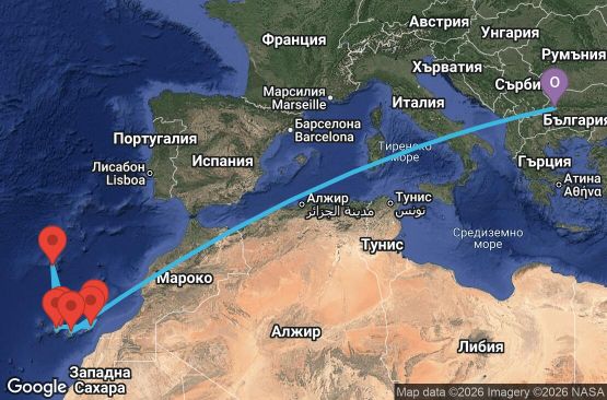 Маршрут на круиз Канарски острови за Нова Година