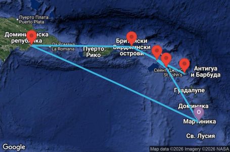 Маршрут на круиз Antilles, Virgin Islands - FDF06A09