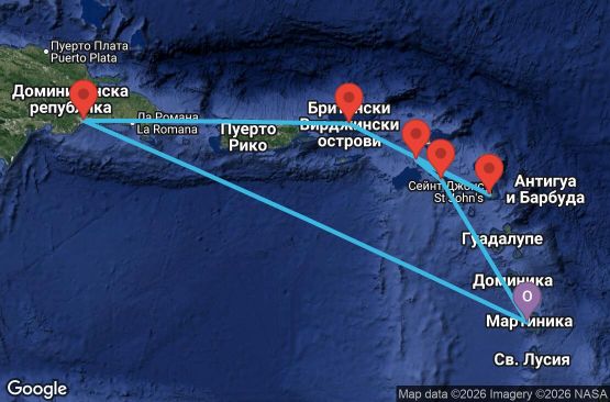 Маршрут на круиз Antilles, Virgin Islands - FDF06A09