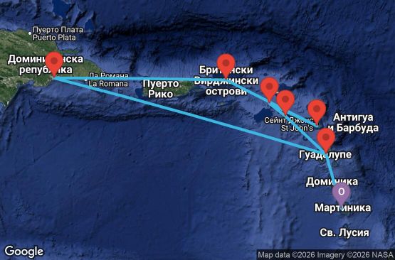 Маршрут на круиз Antilles, Virgin Islands - FDF08A0H