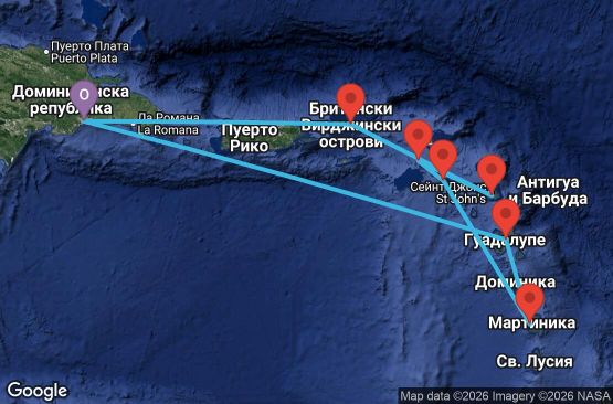 Маршрут на круиз Antilles, Virgin Islands - SDQ07A1L