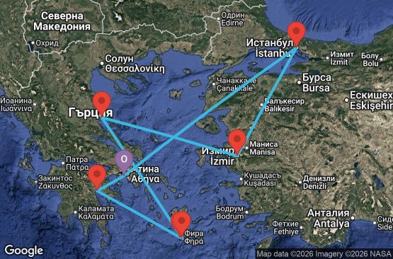 Маршрут на круиз Greece, Turkey - ATH07A2O