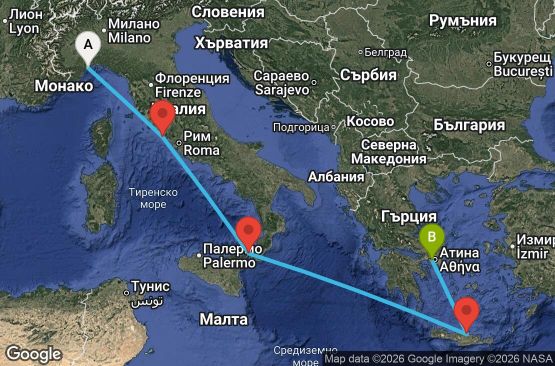 Маршрут на круиз Italy, Greece - SVN05A3E
