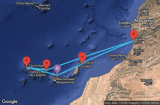 Маршрут на круиз Canary Islands, Spain, Morocco - LPA07A2C