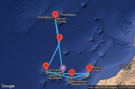Маршрут на круиз Canary Islands, Madeira , Spain - TCI07A4L