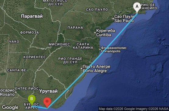 Маршрут на круиз 4 дни Бразилия, Уругвай, Аржентина - UY7W
