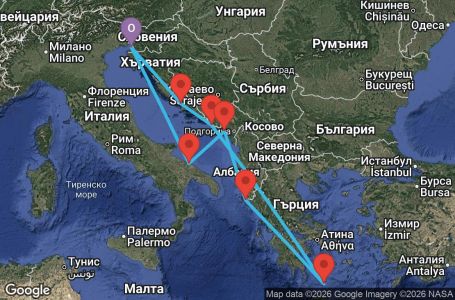 Маршрут на круиз Italy, Montenegro, Greece, Croatia - TRS07A0Y