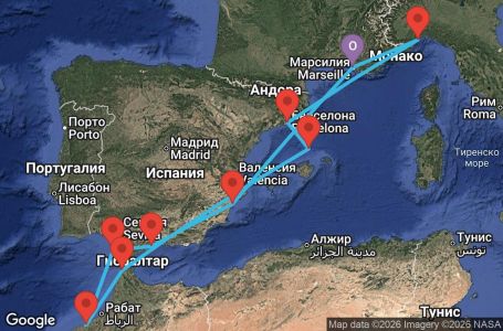 Маршрут на круиз France, Italy, Spain, Morocco - MRS10A26