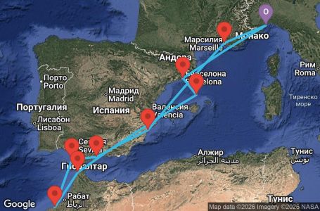 Маршрут на круиз Italy, Spain, Morocco, France - SVN10A2H