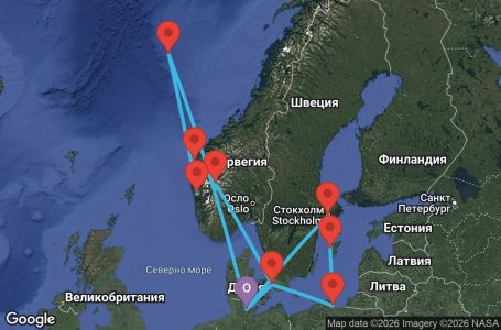 Маршрут на круиз Germany, Denmark, Norway, Poland, Sweden - KEL14A05