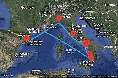 Маршрут на круиз France, Spain, Italy - YNE07A3S