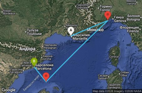 Маршрут на круиз France, Italy, Spain - MRS03A2Y