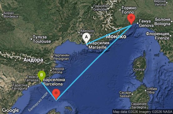 Маршрут на круиз France, Italy, Spain - MRS03A2Y