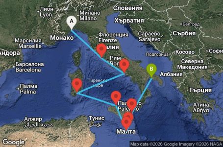 Маршрут на круиз 7 дни Италия, Малта - SVN07ABQ