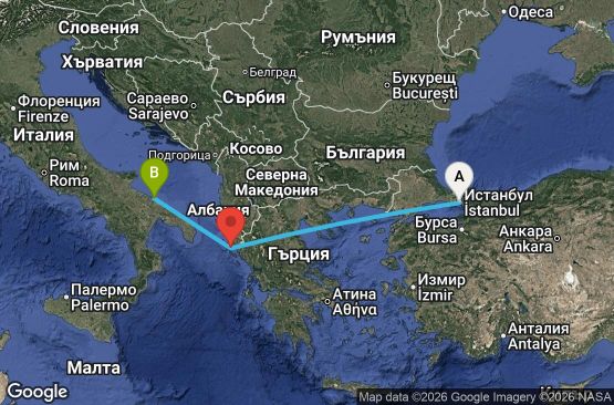Маршрут на круиз 3 дни Турция, Гърция, Италия