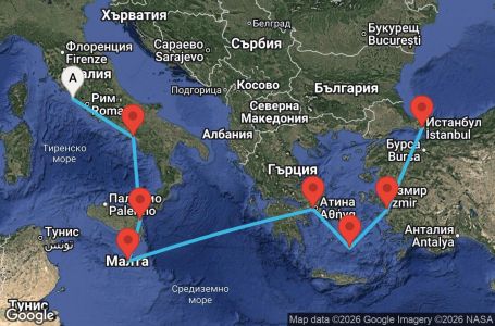 Маршрут на круиз 9 дни Адриатика и гръцки острови