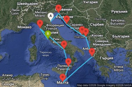 Маршрут на круиз 10 дни Източно Средиземноморие