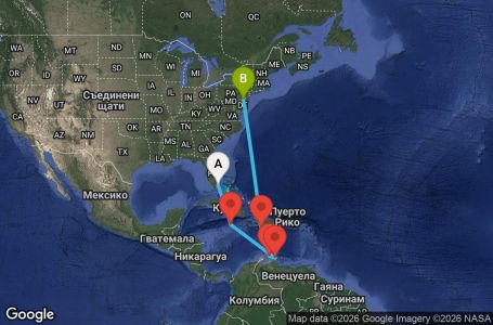 Маршрут на круиз Caribbean-Philadelphia (MIA/PHL)