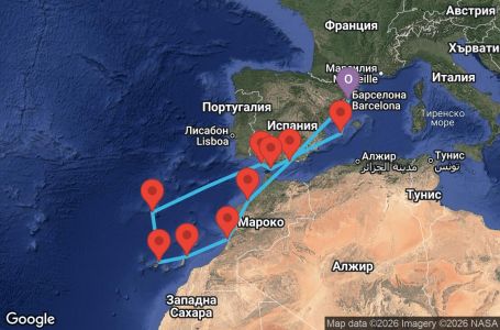 Маршрут на круиз 12 дни Канарски острови