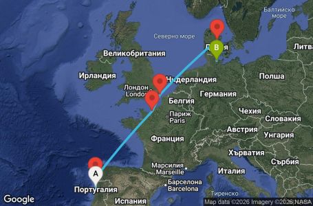 Маршрут на круиз 8 дни Португалия, Испания, Франция, Великобритания, Дания, Германия