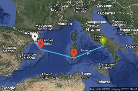 Маршрут на круиз 3 дни Испания, Италия