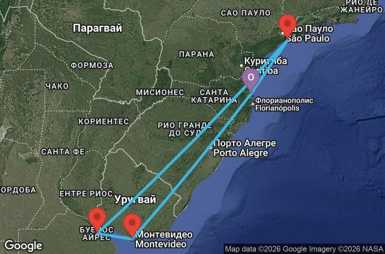 Маршрут на круиз 7 дни Бразилия, Уругвай, Аржентина