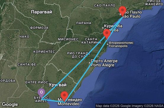 Маршрут на круиз 7 дни Аржентина, Бразилия, Уругвай