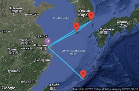 Маршрут на круиз 8 дни Китай, Япония, Южна Корея