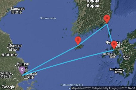 Маршрут на круиз 5 дни Китай, Южна Корея, Япония