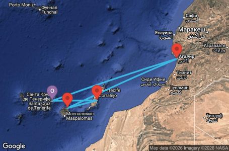 Маршрут на круиз Canary Islands, Morocco, Spain
