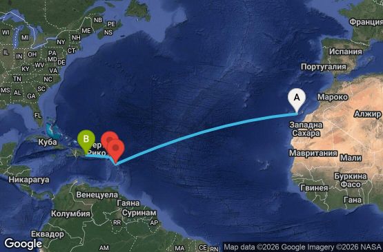 Маршрут на круиз Canary Islands, Antilles, Dominican Republic