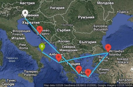 Маршрут на круиз 8 дни Италия, Хърватия, Гърция, Турция