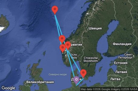 Маршрут на круиз 7 дни Германия, Дания, Норвегия